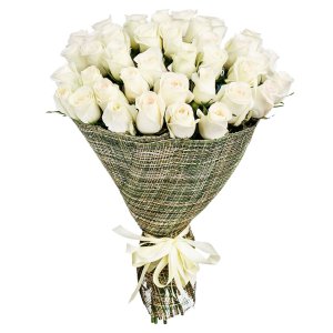Pugét 35 bílých růží